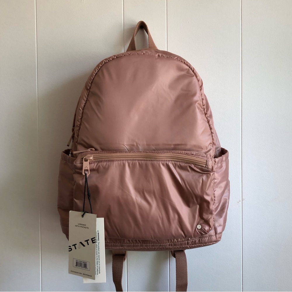 STATE Bags Lorimer Nylon Backpack with Pockets - Latte